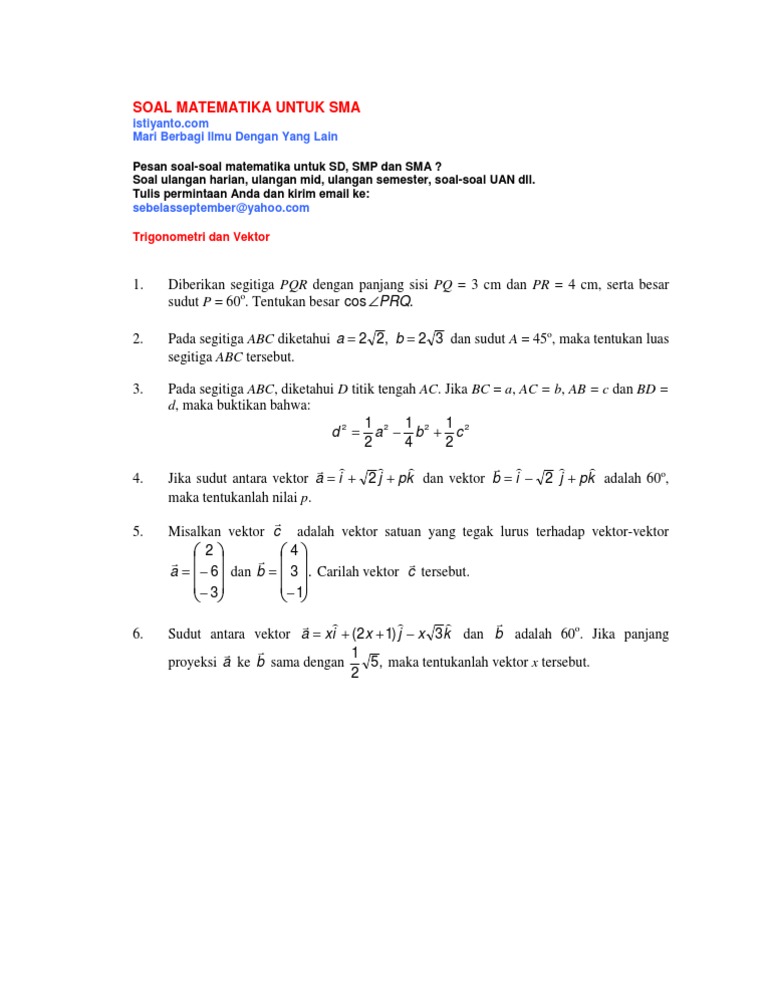 Soal Matematika Untuk Sma Cos Prq 2 2 3 2