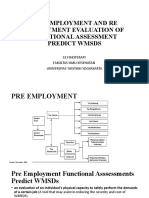 Pre Employment and Re Deployment Evaluation of Functional Assessment Predict Wmsds