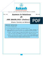 Answers & Solutions: For For For For For JEE (MAIN) - 2021 (Online) Phase-1