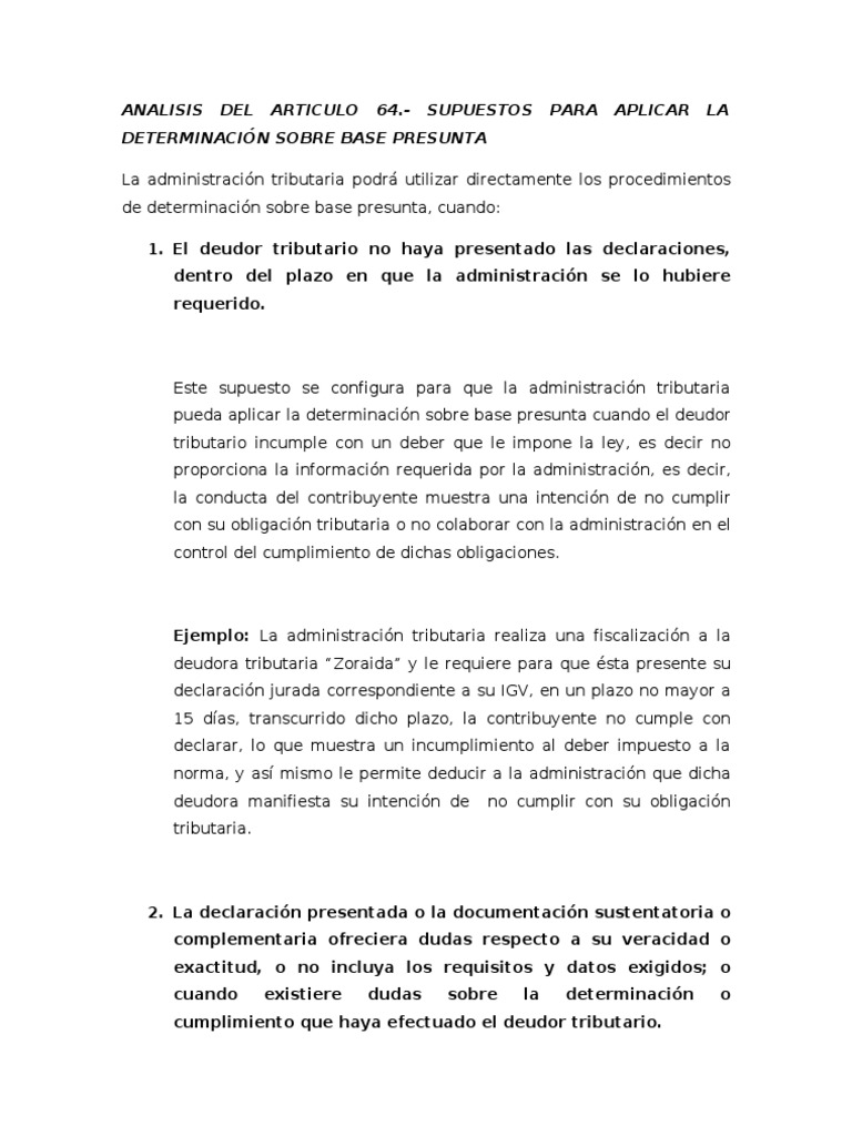 Analisis Del Articulo 64 Del Codigo Rio Supuesto para