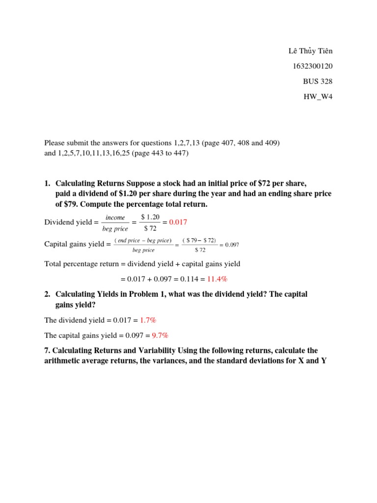 Investment Return Calculations and Analysis | PDF | Yield (Finance ...