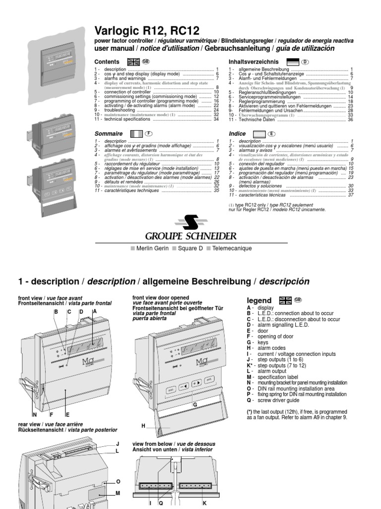 Varlogic Nr12 Manual , Varlogic NR6, NR12 Power factor controller – VLBLM