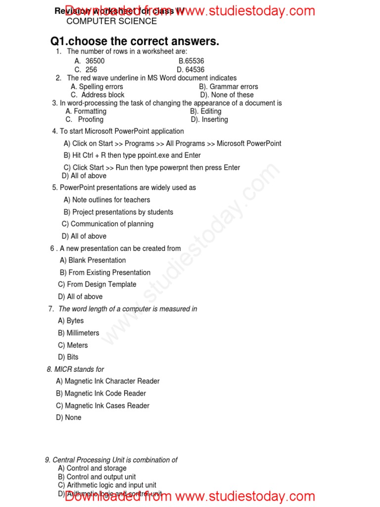 CBSE Class 4 Computers Assignment | PDF | Computing | Computer Science