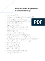 List of Common Idiomatic Expressions and Their Meanings
