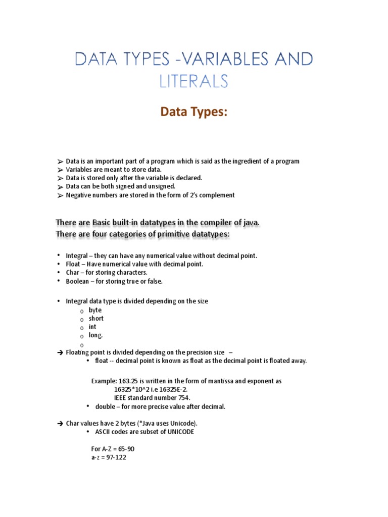 An Introduction to Data Types in Java: Variables, Literals, and the ...