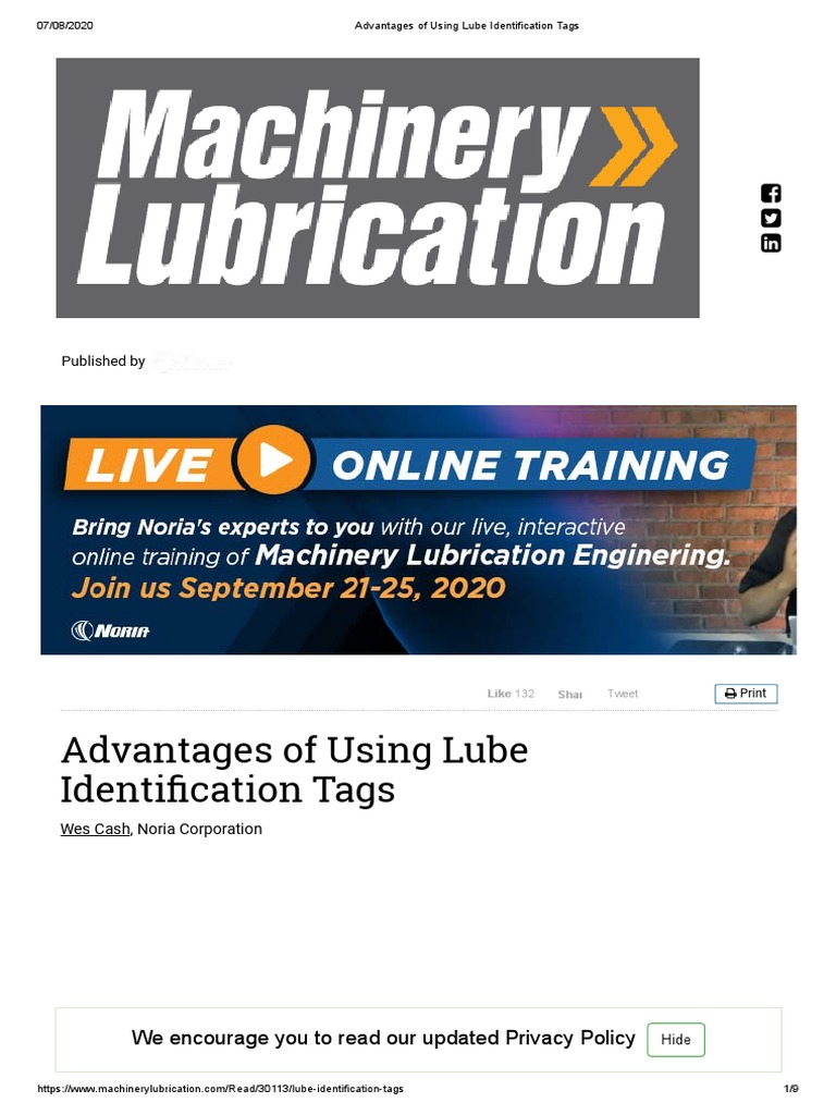 Advantages of Using Lube Identification Tags PDF Radio Frequency Identification Lubricant