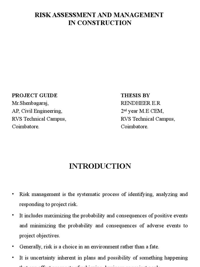 Construction Risk Assessment Guide | PDF | Risk | Risk Management