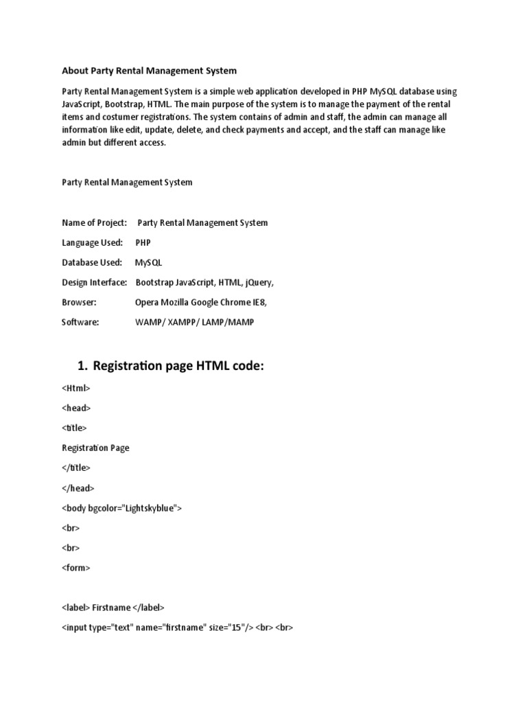 Party Rental Management System Overview | PDF | Database Index | My Sql