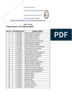 Program Name: Civil Engineering (CE) : Roll Call List