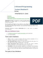 Inheritance in Java: Object Oriented Programming Lecture Handout-9