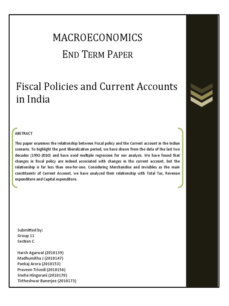 Fiscal Policy and Current Accounts in India | PDF | Taxes | Indirect Tax