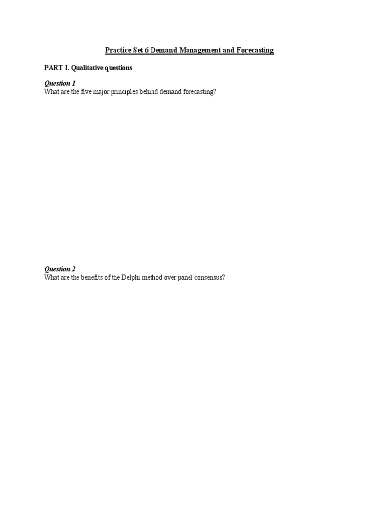 Demand Forecasting Practice Questions | PDF | Forecasting | Regression ...