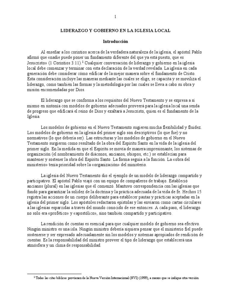 Liderazgo y Gobierno en la Iglesia Local | PDF | Sacerdote | Iglesia ...