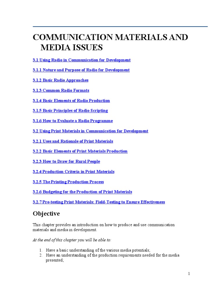 Communication Materials and Media Issues | PDF | Literacy | Mass Media