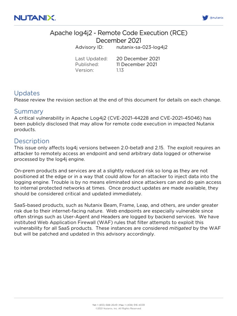 Apache Log4j2 - Remote Code Execution (RCE) December 2021: Updates ...