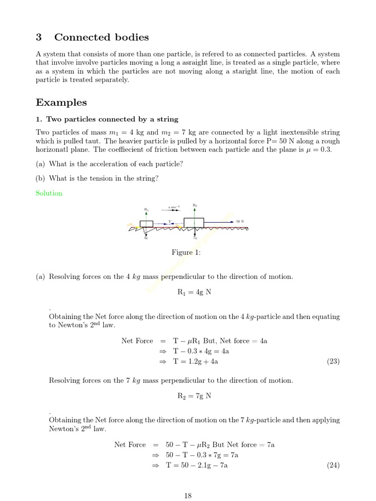 Connected Bodies Dynamics in Physics | PDF | Force | Tension (Physics)