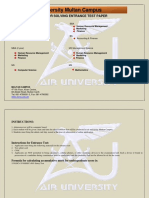 Air University Multan Campus: Guidelines For Solving Entrance Test Paper