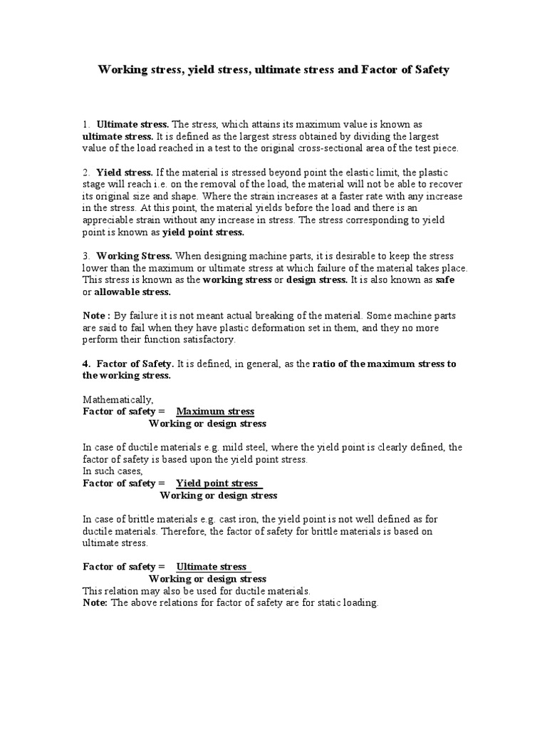 Working Stress and Factor of Safety Explained | PDF | Computers