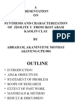 A Presentation ON Synthesis and Characterization of Zeolite Y From Ikot Abasi Kaolin Clay BY Abraham, Akaninyene Monday AK15/ENG/CPE/001