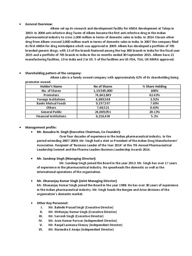 ALKEM PDF Pharmaceutical Industry Generic Drug