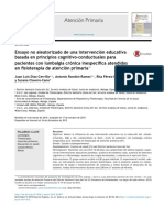 Ensayo no aleatorizado de una intervención educativa basada en principios cognitivo-conductuales para pacientes con lumbalgia crónica inespecífica atendidos en fisioterapia de atención primaria