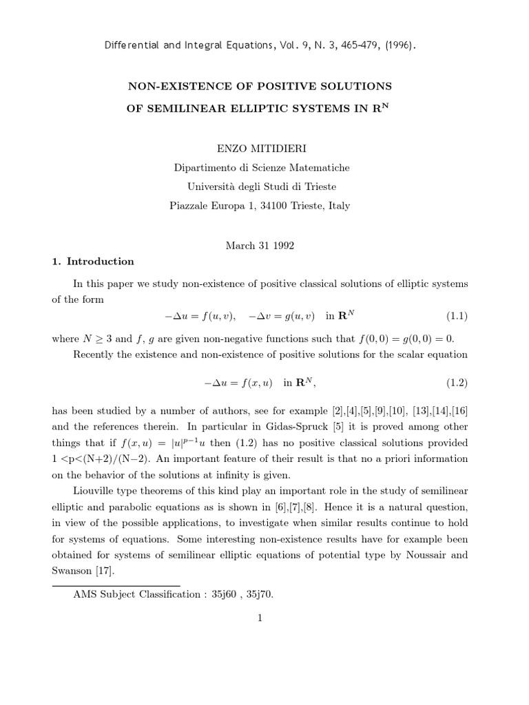 Differential and Integral Equations, Vol. 9, N. 3, 465479, (1996