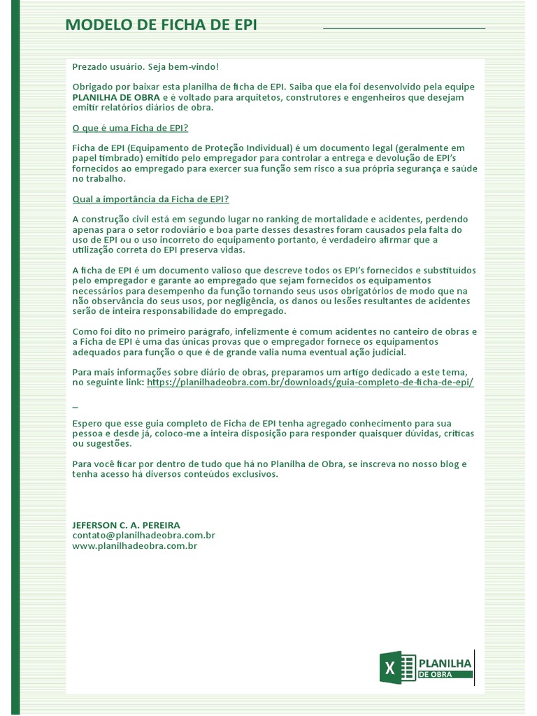 Modelo de Ficha de EPI | PDF