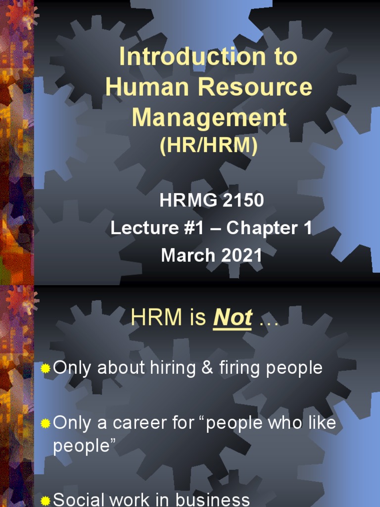 HRMG Lecture 1 - Introduction | PDF | Human Resource Management ...