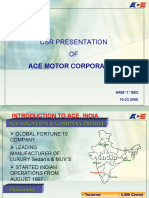 CSR Presentation OF: Ace Motor Corporation