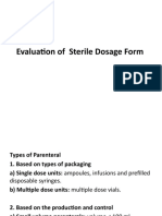 Evaluation of Sterile Dosage Form