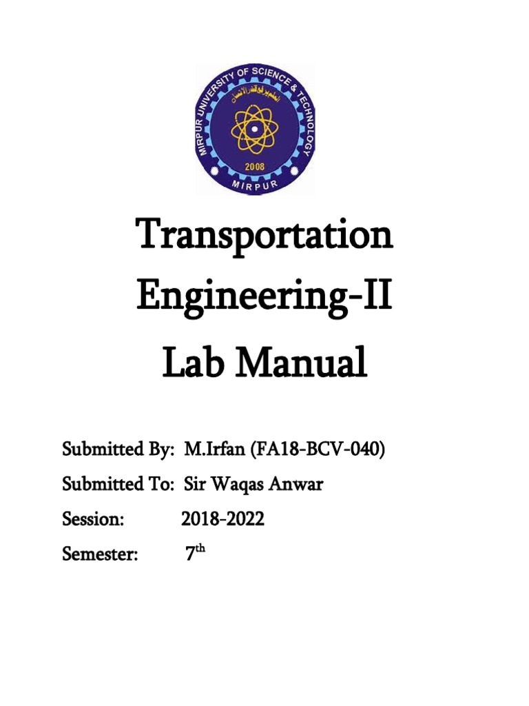 Transportation Engineering Lab Manual PDF Fracture Asphalt