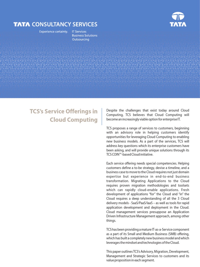 Innovation Brochure TCS Service Offering Cloud Computing 09 2009 | PDF ...