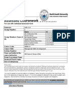 Assessed Coursework Coversheet: School of Business and Economics