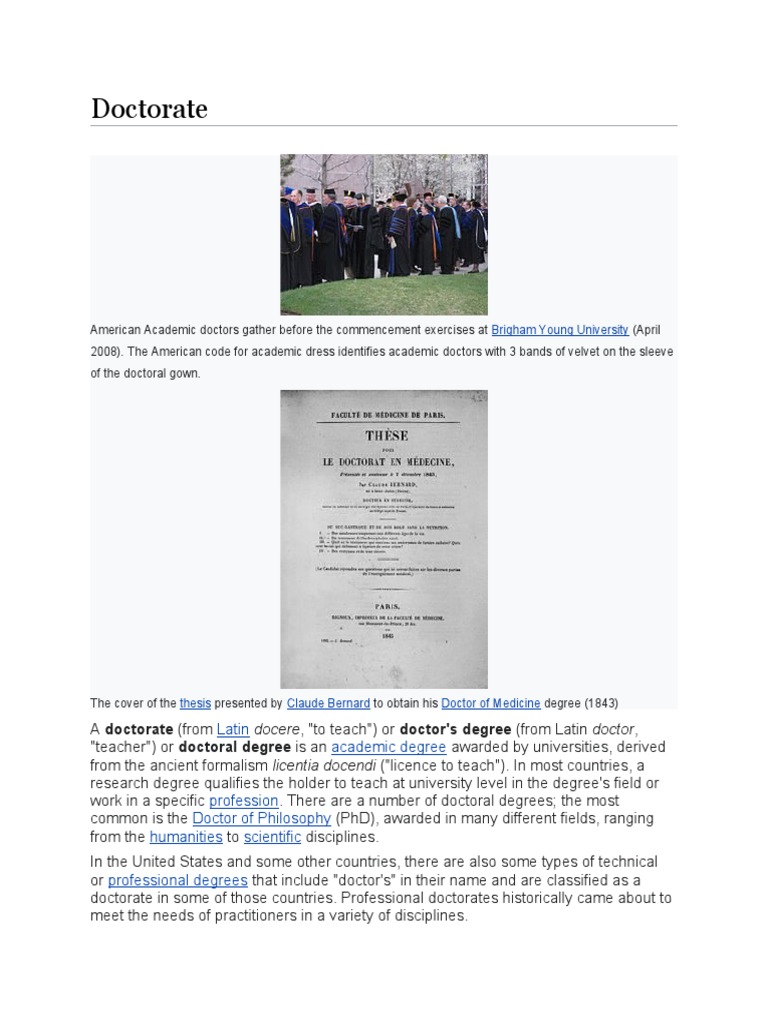 Doctorate Overview and Significance | PDF
