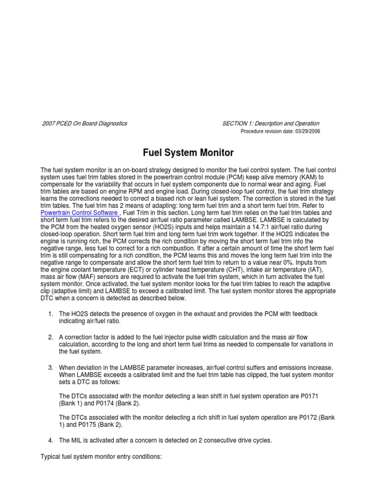Fuel System Monitor PDF Engines Fuels