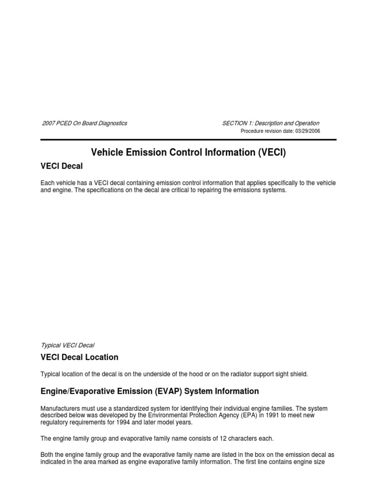 Vehicle Emission Control Information (VECI) PDF