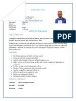 Applying For Sales: Curriculum Vitae Personal Details