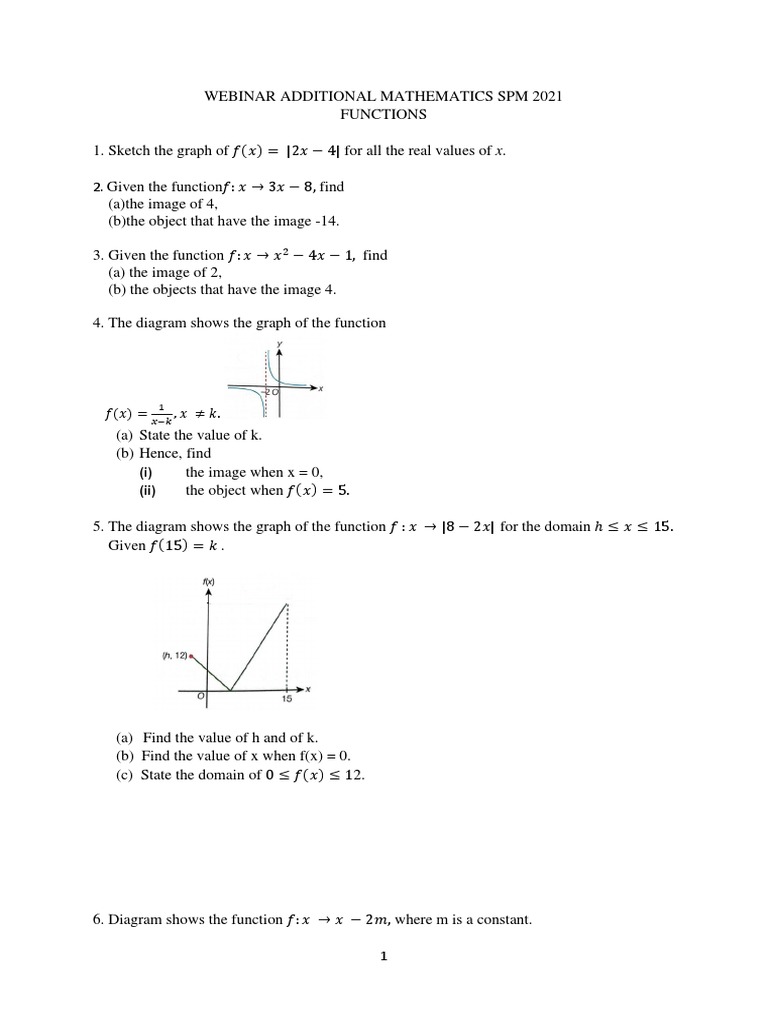 Functions and Graphs for SPM 2021 | PDF | Function (Mathematics ...