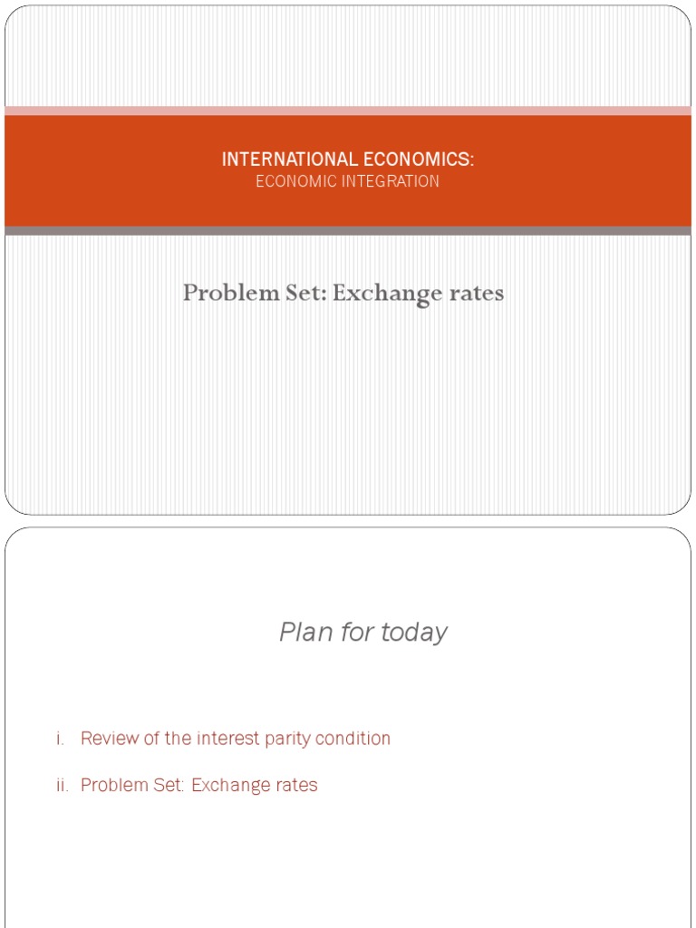 Problem Set Exchange Rates International Economics PDF Exchange