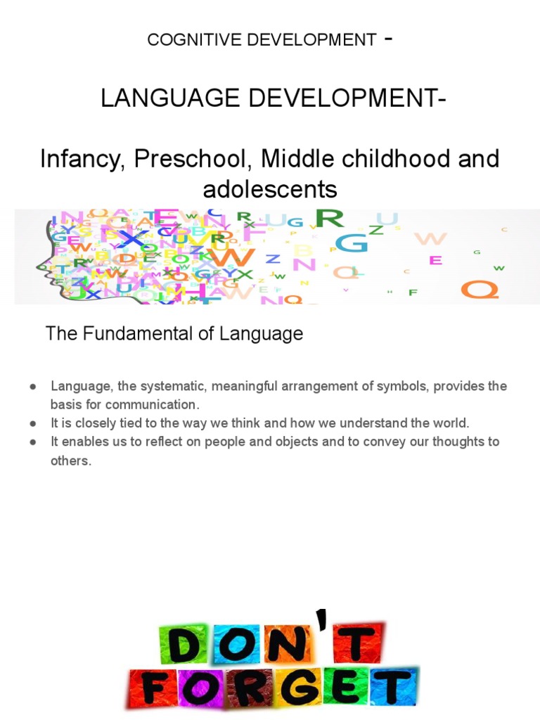 4 Cognitive Development Language Pdf Language Development