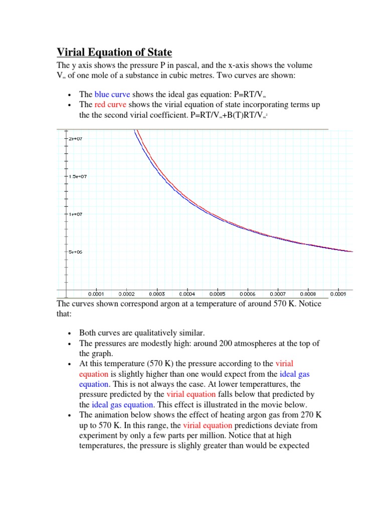 Virial Equation of State Gases Applied Statistics