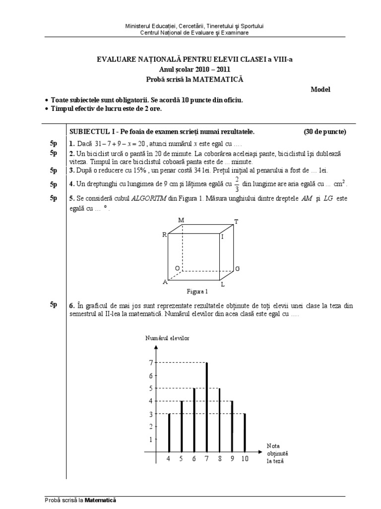 Mate Info Ro 1389 M O D E L O F I C I A L Evaluarea Nationala 2011 A