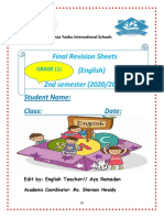 Final Spelling & Reading Revision Sheets (GR 1) 2nd Term