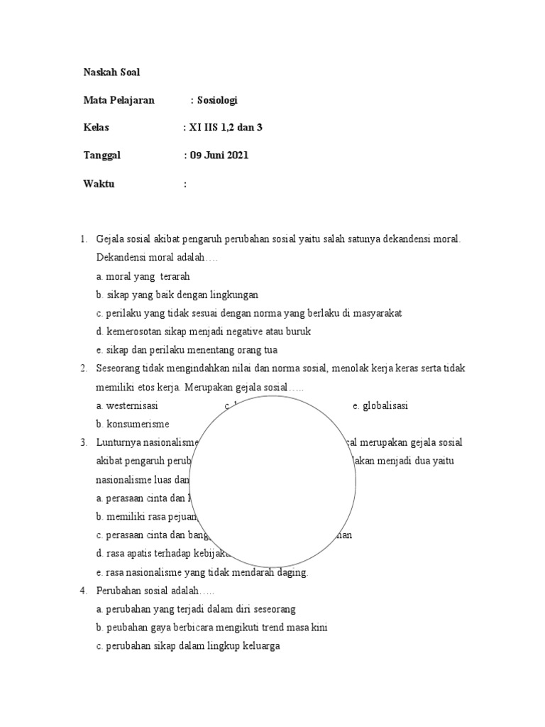 Soal Sosiologi Semester 2 Pdf