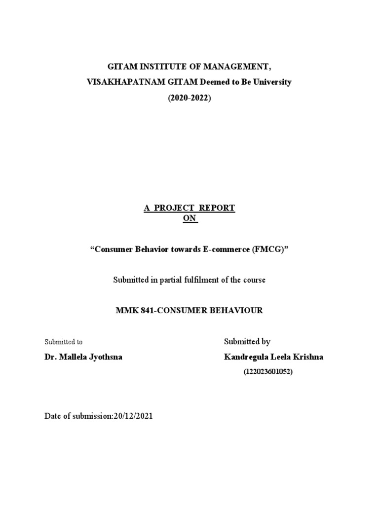 Consumer Behavior Project | PDF | E Commerce | Service Industries