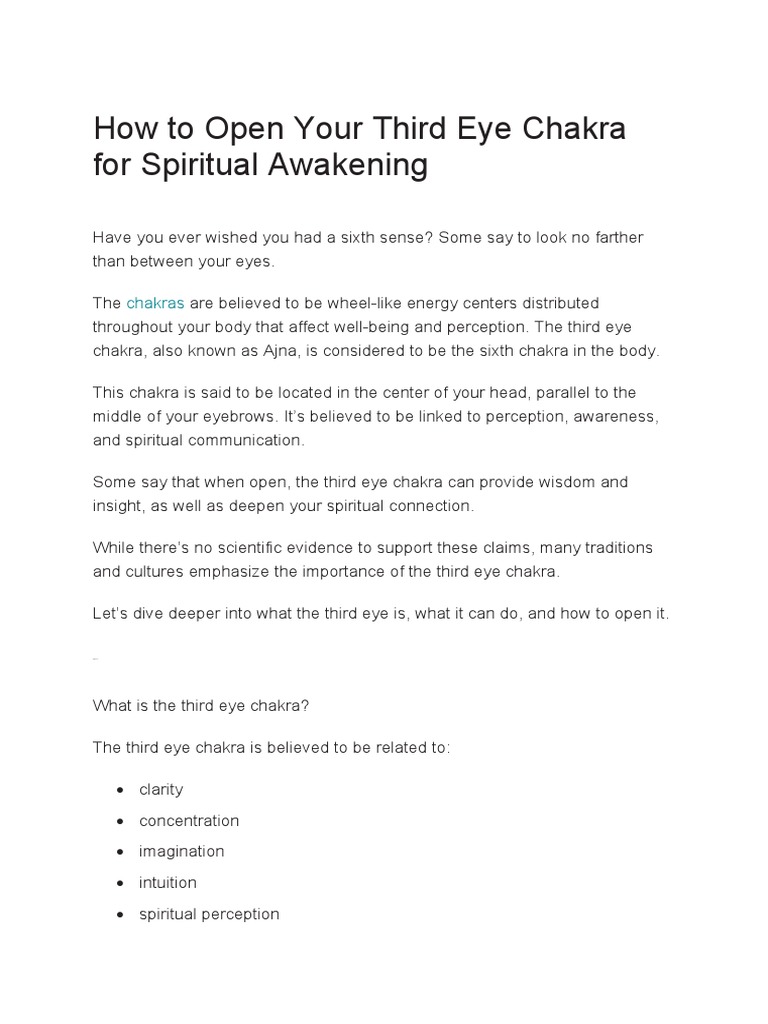 Open Your Third Eye Chakra Guide | PDF | Chakra | Meditation