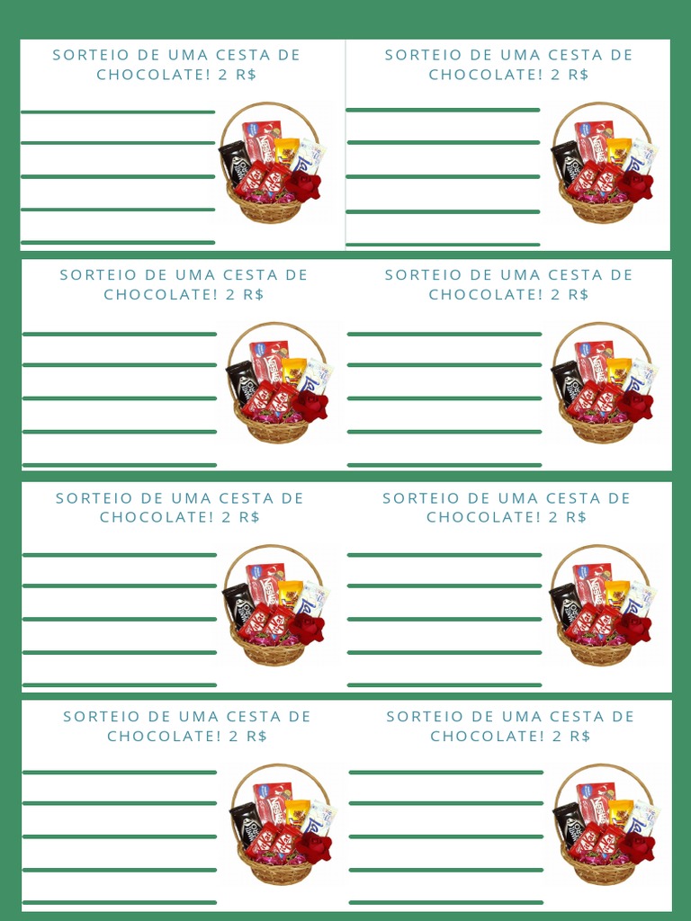 Arte para Sorteio de Cesta de Chocolate | PDF | Gastronomia, comida e vinho, image size:768x1024