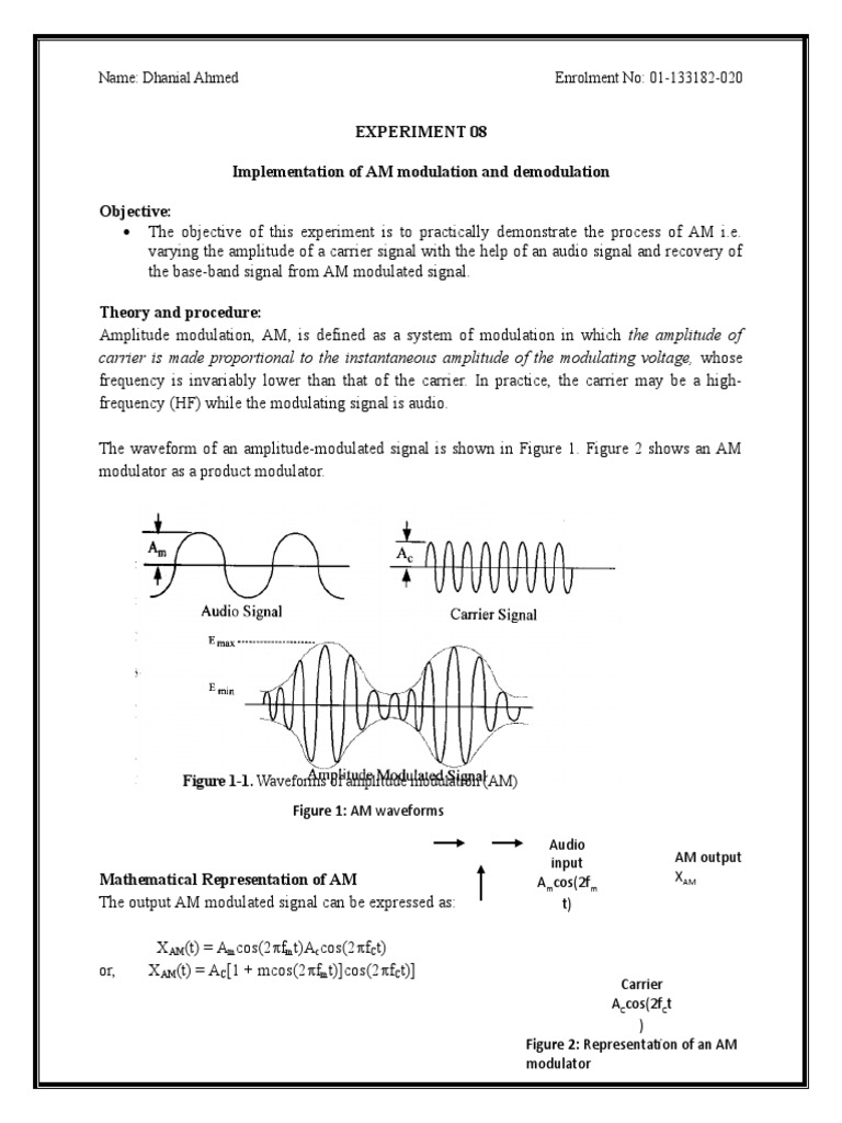 Experiment 08 Implementation of AM Modulation and Demodulation ...