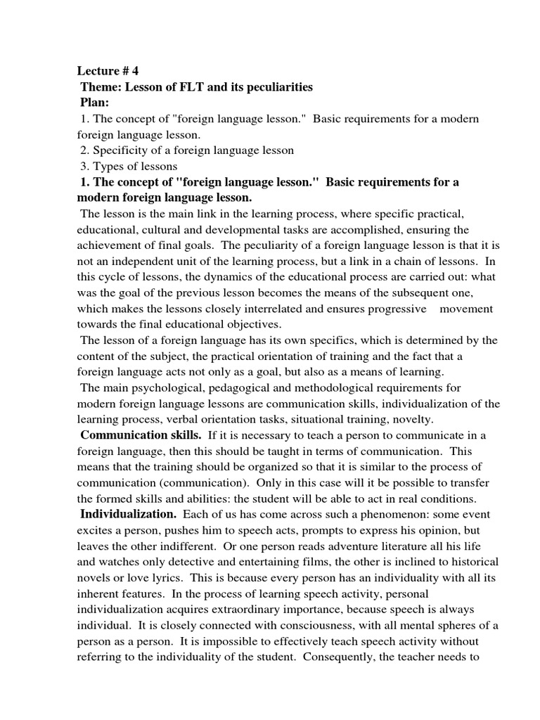 Foreign Language Lesson Strategies | PDF | Foreign Language | Learning