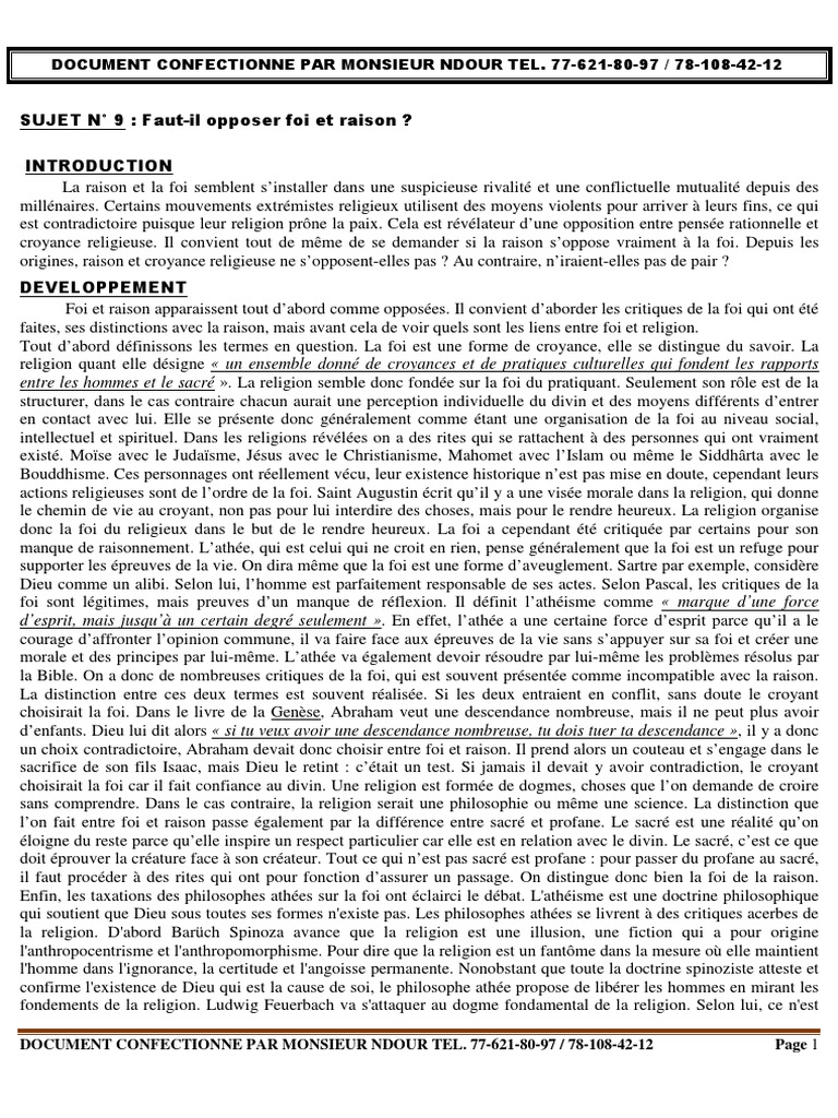 Foi et raison : conflit ou complémentarité ? | PDF | Dieu | Existence ...